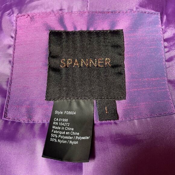 Spanner Nylon Iridescent Purple Full Zip Winter Coat with Zipped Pockets (Large) - Picture 5 of 8